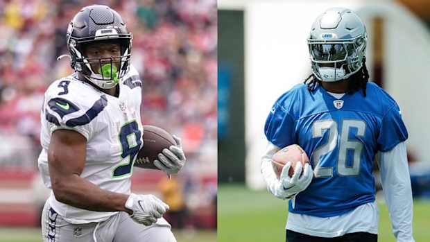 Seahawks running back Kenneth Walker III and Lions running back Jahmyr Gibbs